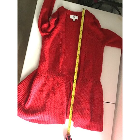 ELLE- WOMENS RED LONG SLEEVE OPEN FRONT CARDIGAN SWEATER SIZE X-SMALL - Picture 7 of 7